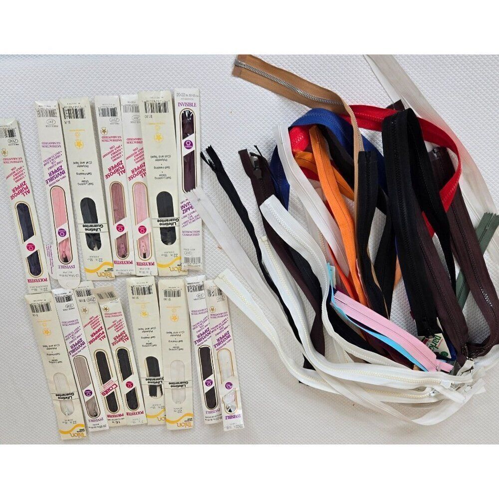 Vintage Lot Of 48 Assort Talon Parka Zippers 7"-22" Polyester Nylon Sewing Craft